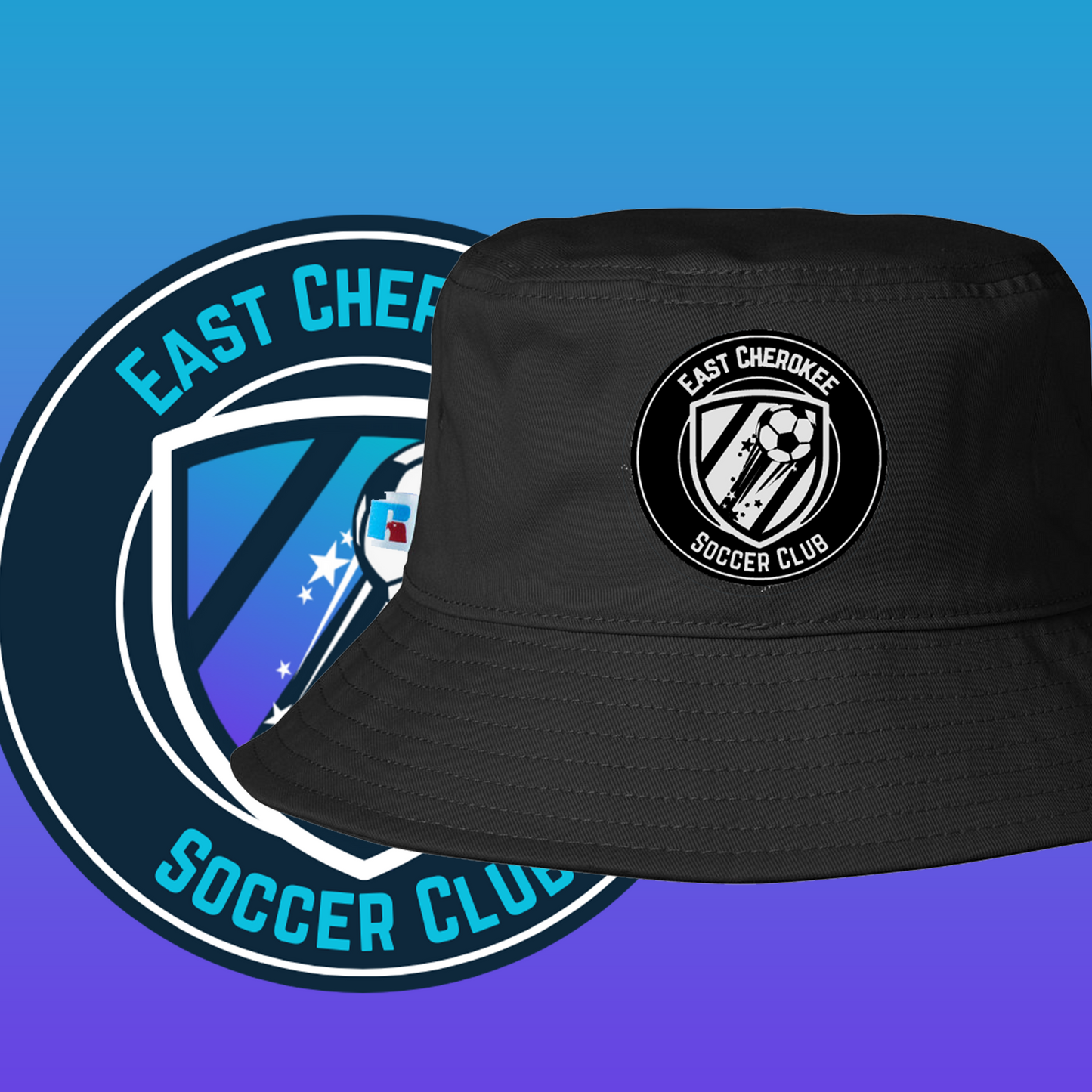 Leather patch bucket hat