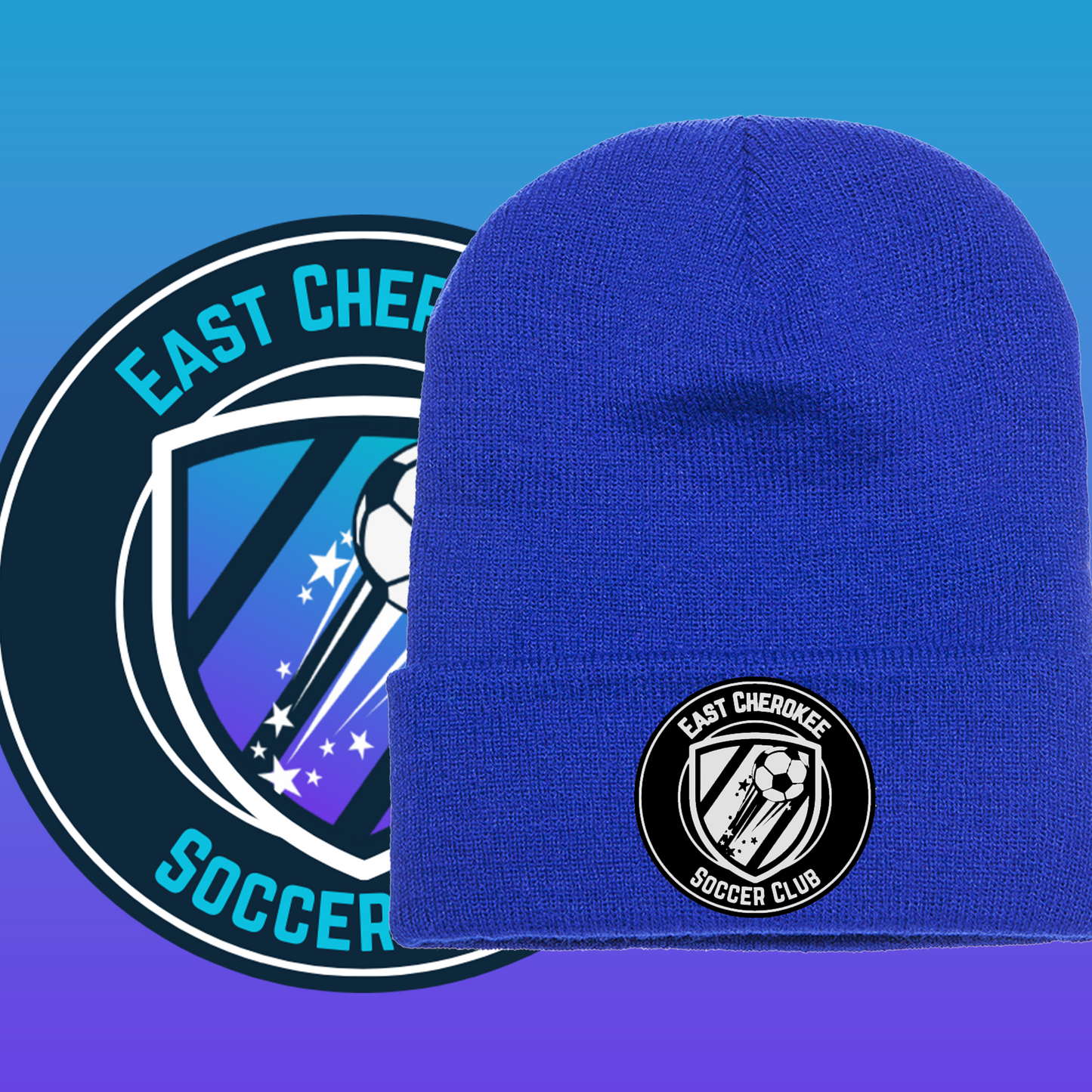 Leather patch beanie