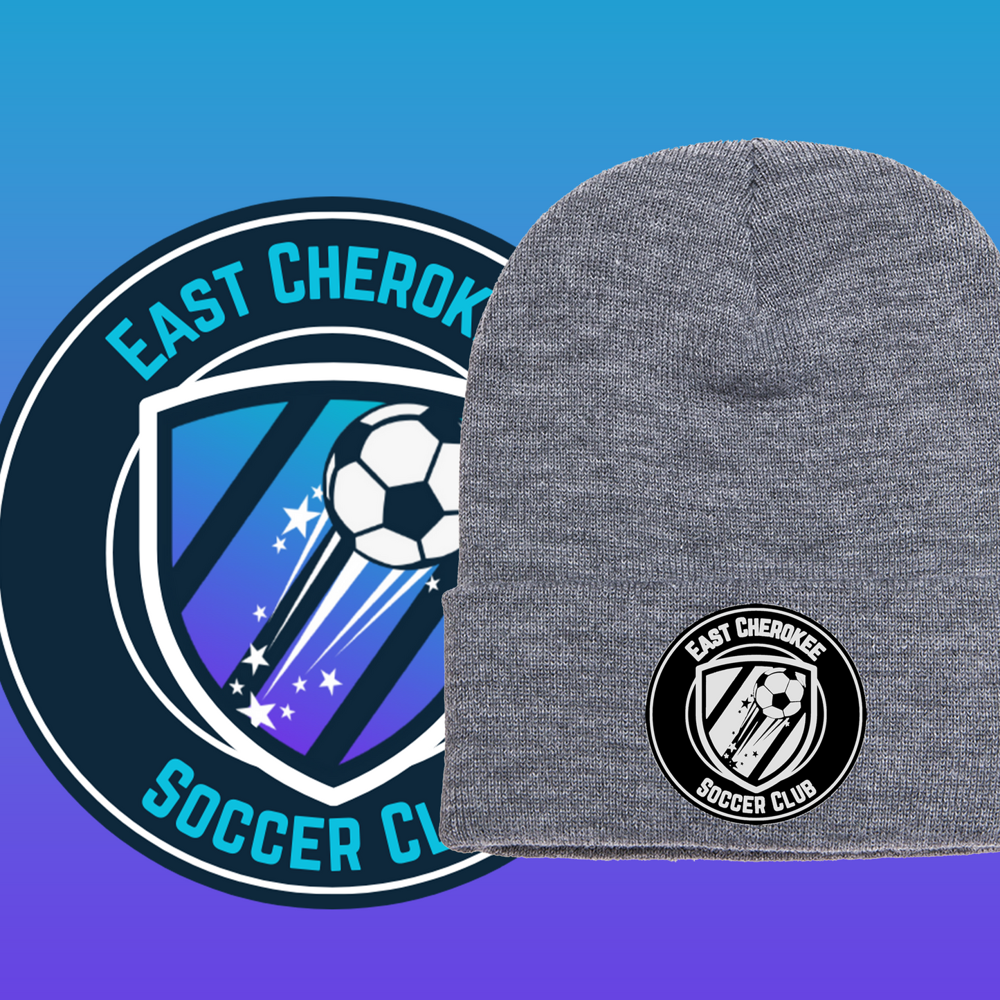 Leather patch beanie