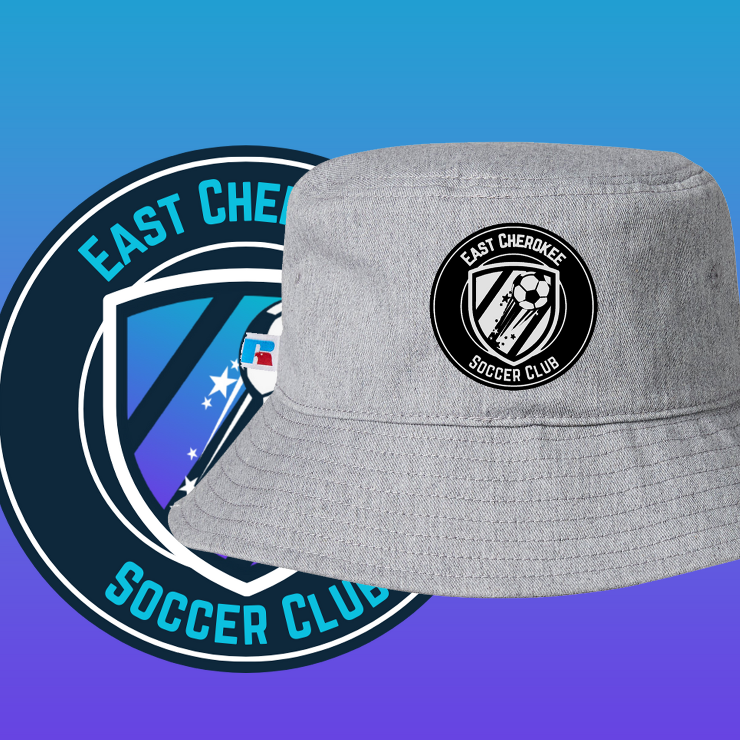 Leather patch bucket hat