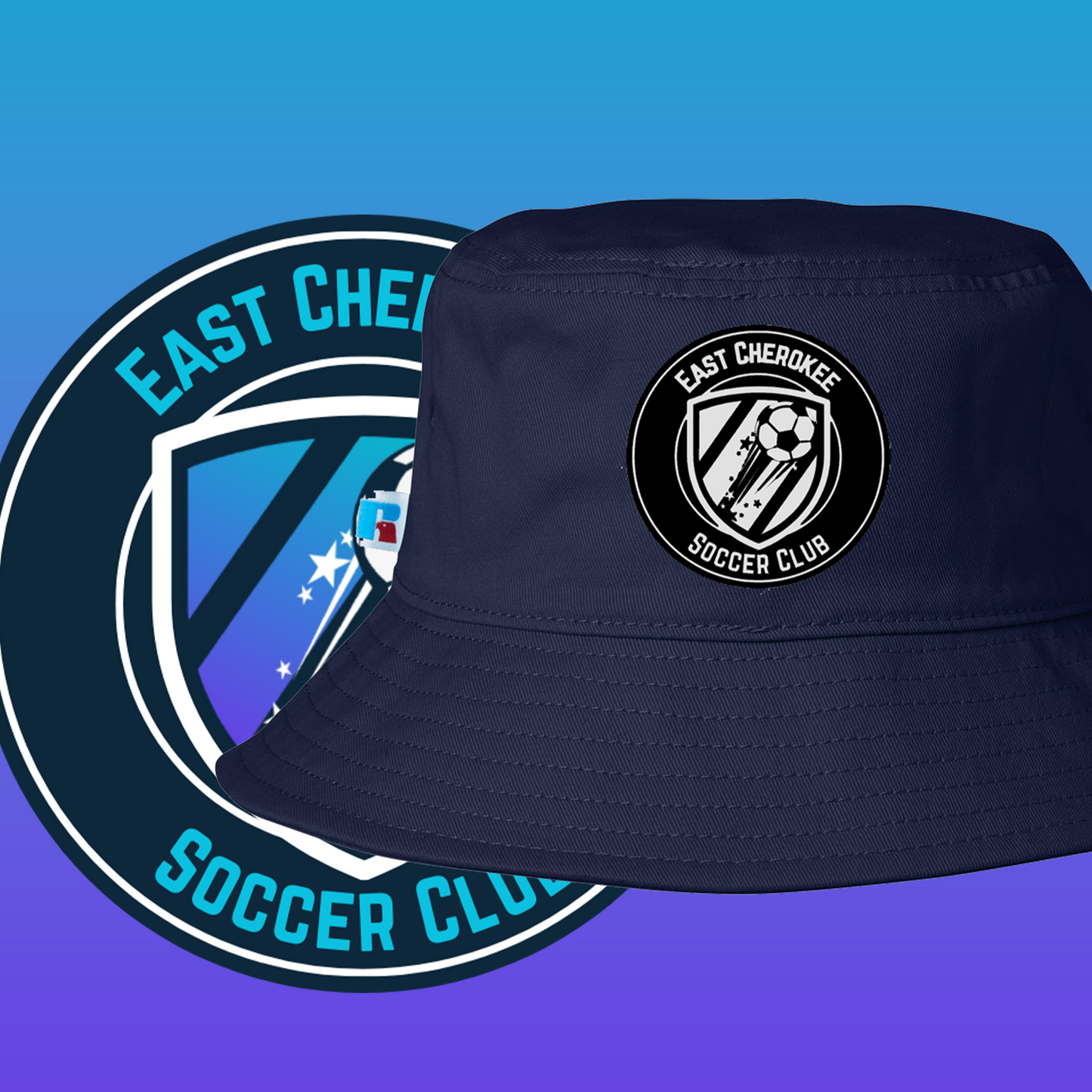 Leather patch bucket hat