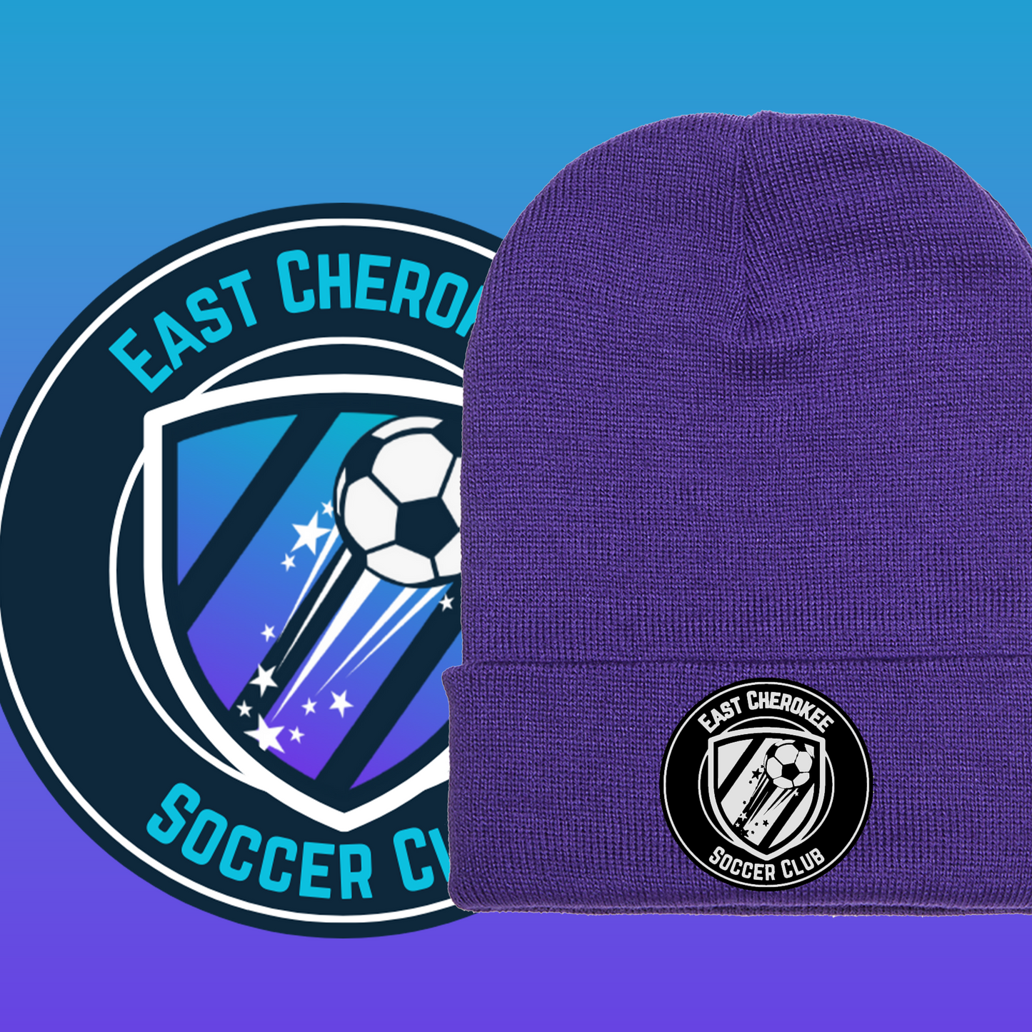 Leather patch beanie