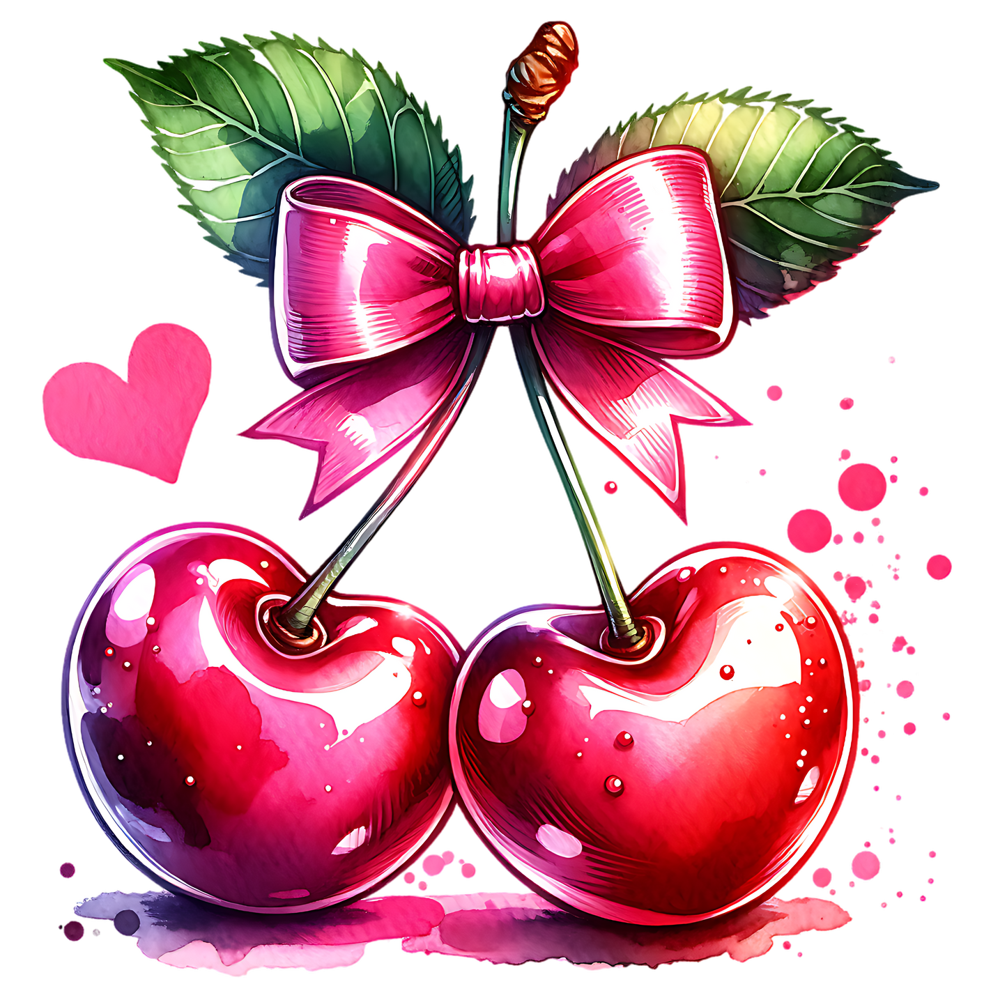 Cherries and Heart DTF Transfer