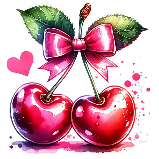 Cherries and Heart DTF Transfer