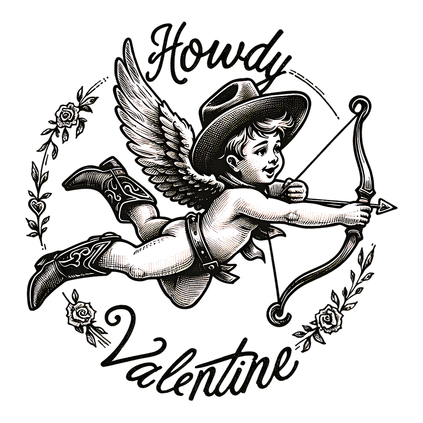 Howdy Valentine Angel DTF Transfer
