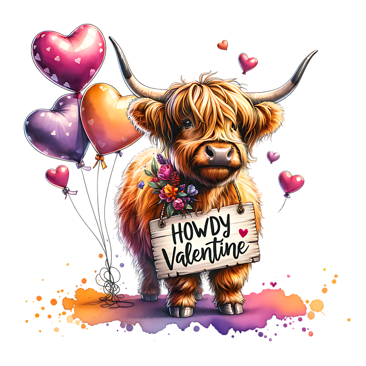 Howdy Valentine Cow DTF Transfer