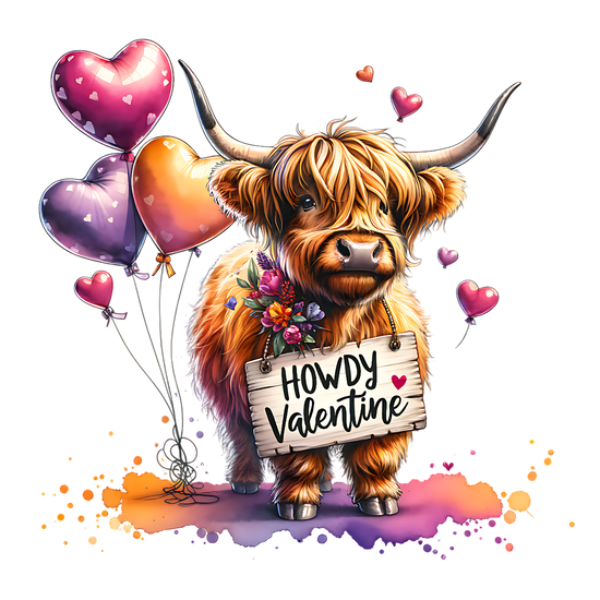 Howdy Valentine Cow DTF Transfer