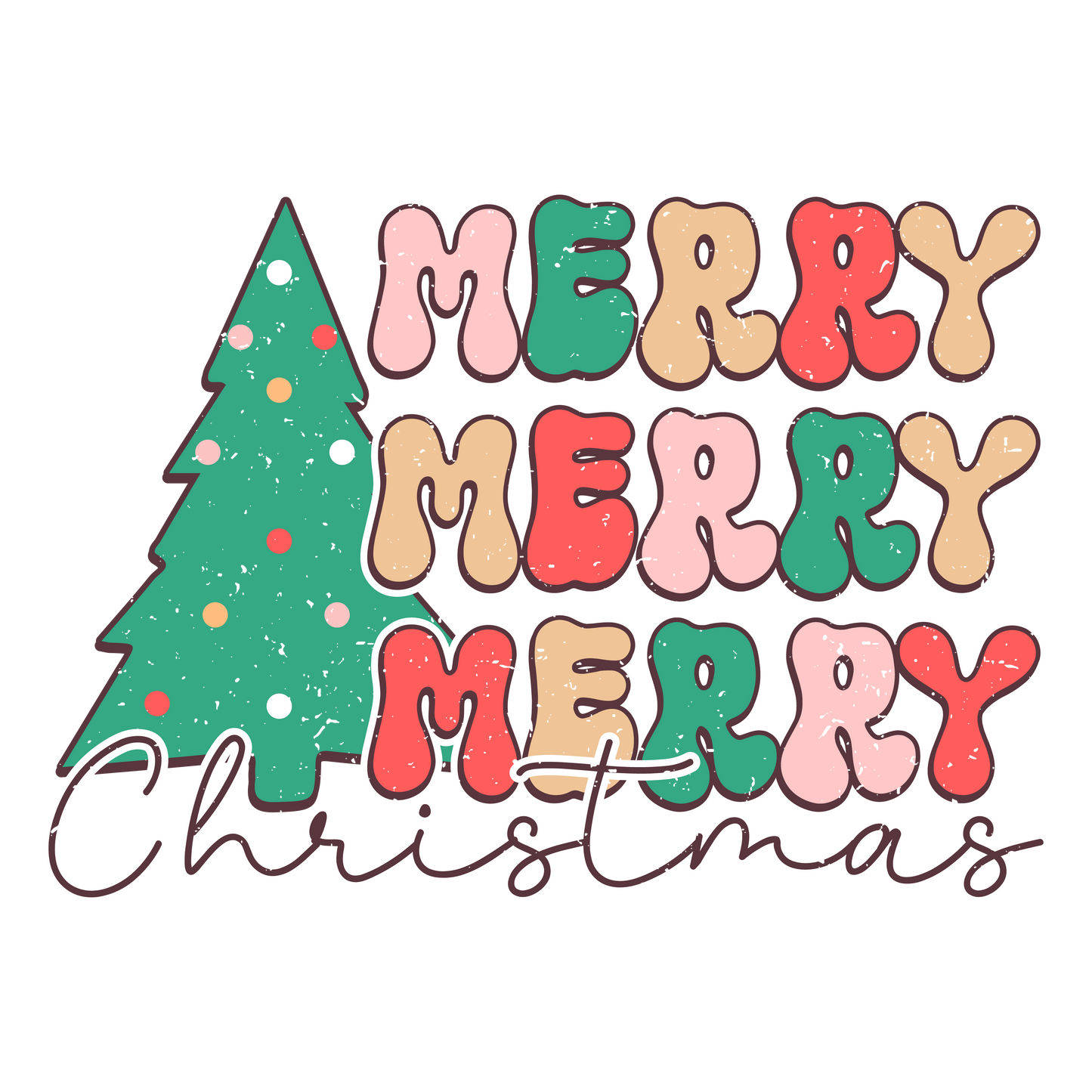 Merry Merry Merry Christmas DTF Transfer